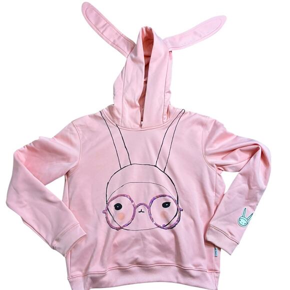 Fifi Lapin Tops - Fifi Lapin Pink Hoodie Bunny Ears Graphic Glasses Kawaii Cute Women’s Size M